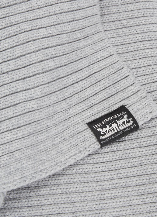 Levi's Sunset ribgebreide sjaal 190 x 35 cm - detail 3 grijs