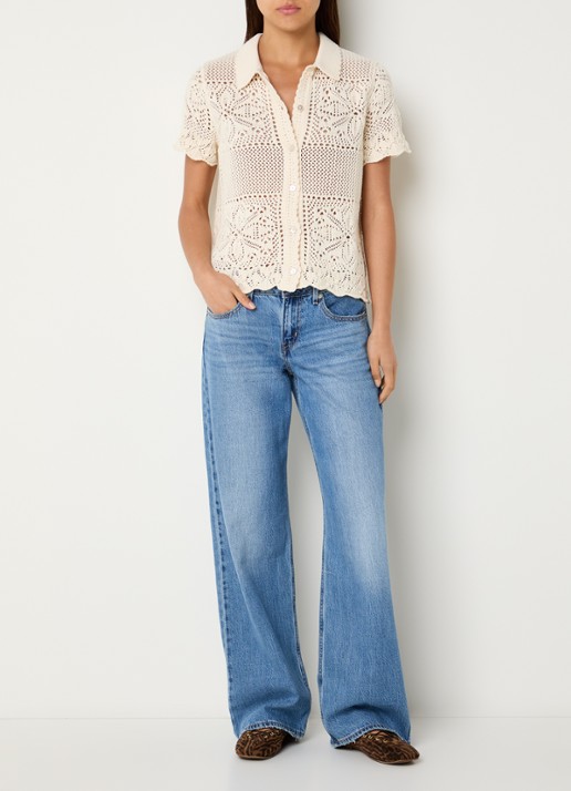 Levi's Susanna blouse met opengewerkt dessin - voorkant 4 creme