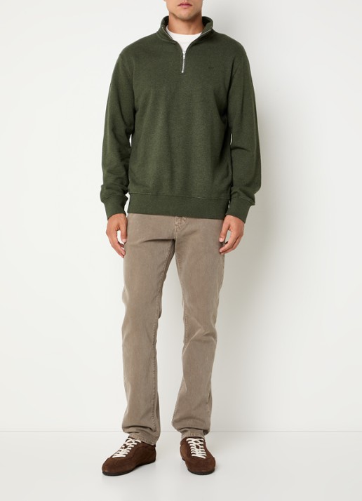 Levi's Sweater met halve rits - voorkant 3 legergroen