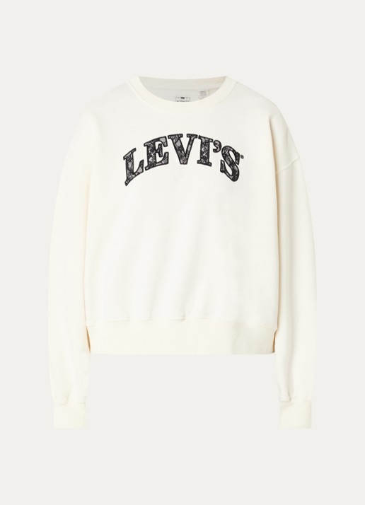 Levi's Sweater met logoborduring - voorkant 2 gebroken wit