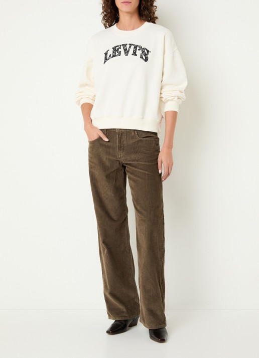 Levi's Sweater met logoborduring - voorkant 3 gebroken wit