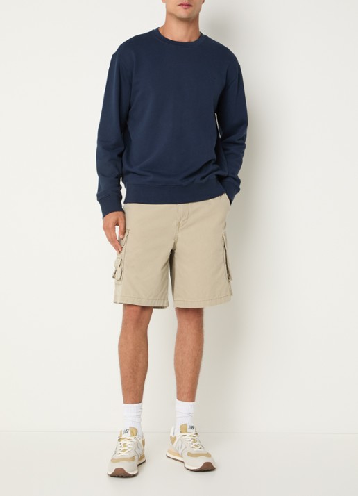 Levi's Sweater met logoborduring - voorkant 2 donkerblauw