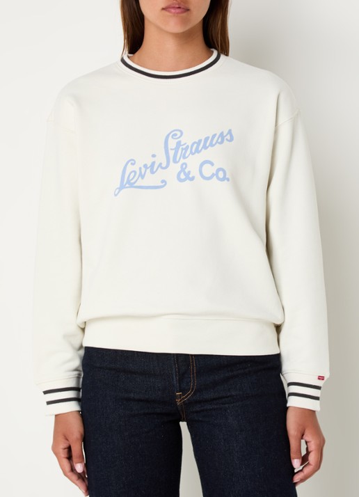 Levi's Sweater met logoprint - detail beige