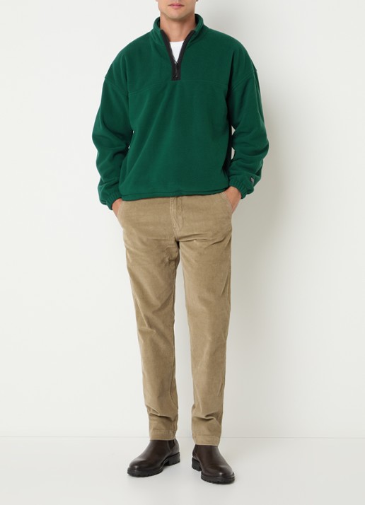 Levi's Sweater van teddy met halve rits - voorkant 3 donkergroen