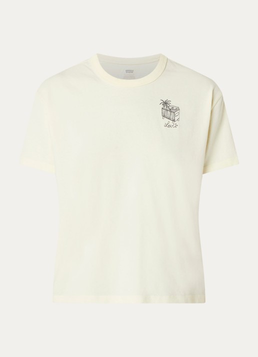 Levi's T-shirt met borduring - voorkant lichtgeel