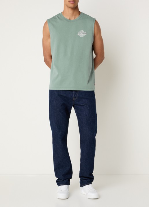 Levi's T-shirt met logo- en backprint - voorkant 4 zeegroen