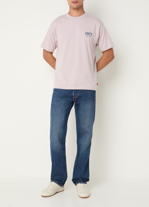 Levi's T-shirt met logo- en backprint - voorkant 2 oudroze