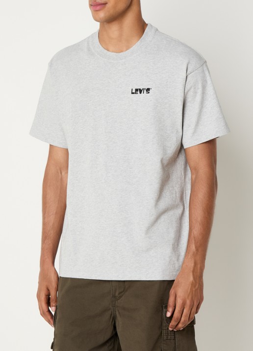 Levi's T-shirt met logo- en backprint - achterkant grijs