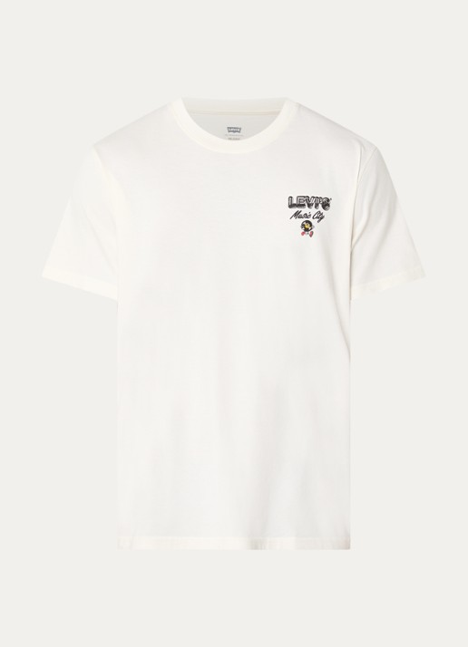 Levi's T-shirt met logo- en backprint - voorkant 3 gebroken wit