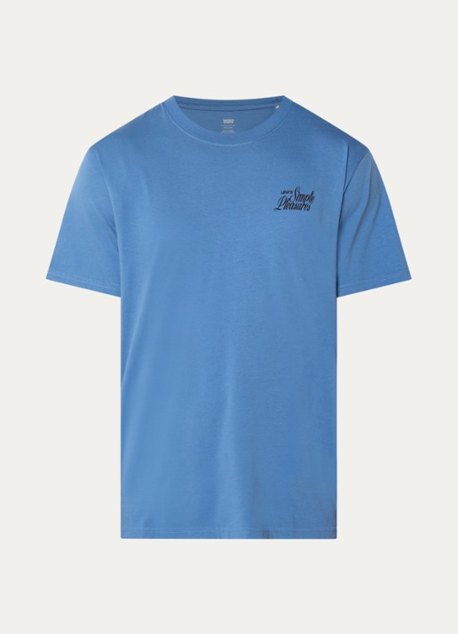Levi's T-shirt met logo- en backprint - voorkant 3 blauw