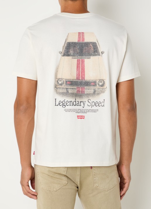 Levi's T-shirt met logo- en backprint - detail 4 gebroken wit