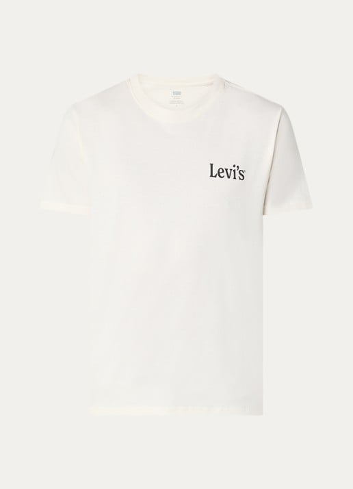 Levi's T-shirt met logo- en backprint - voorkant 2 gebroken wit