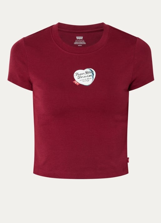 Levi's T-shirt met logo - voorkant 3 donkerrood