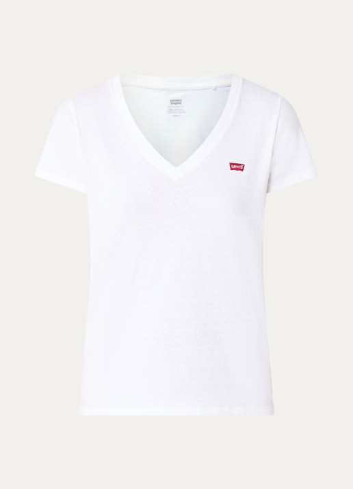 Levi's T-shirt met logoborduring - voorkant 2 wit
