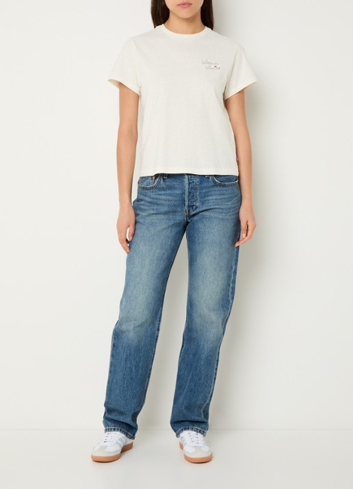 Levi's T-shirt met logoborduring  - voorkant 3 beige