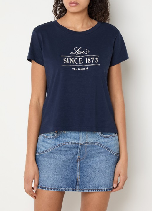 Levi's T-shirt met logoborduring - detail 3 donkerblauw