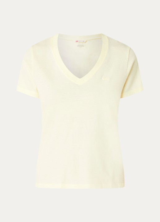 Levi's T-shirt met logoborduring - voorkant lichtgeel