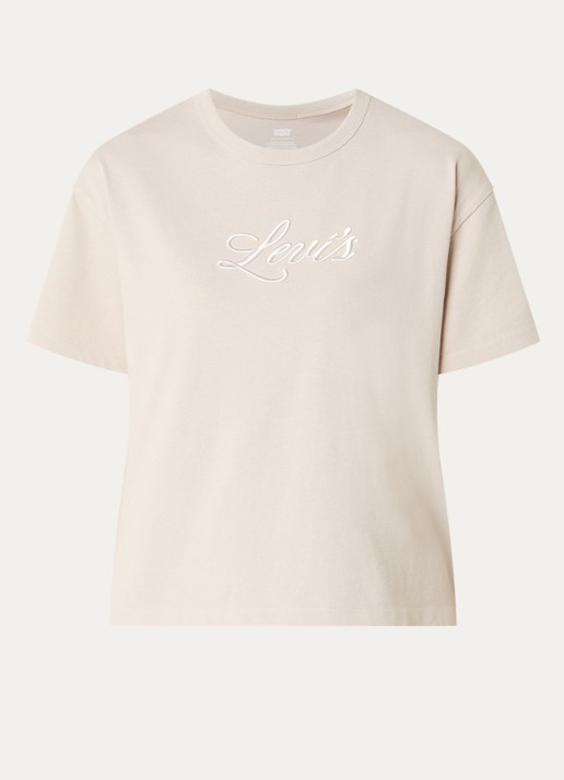 Levi's T-shirt met logoborduring - voorkant 3 beige