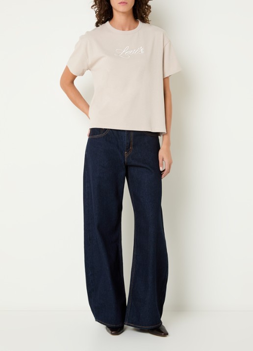 Levi's T-shirt met logoborduring - voorkant 4 beige