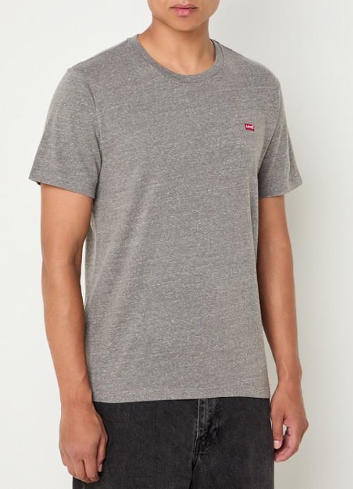 Levi's T-shirt met logoborduring - detail grijsmele
