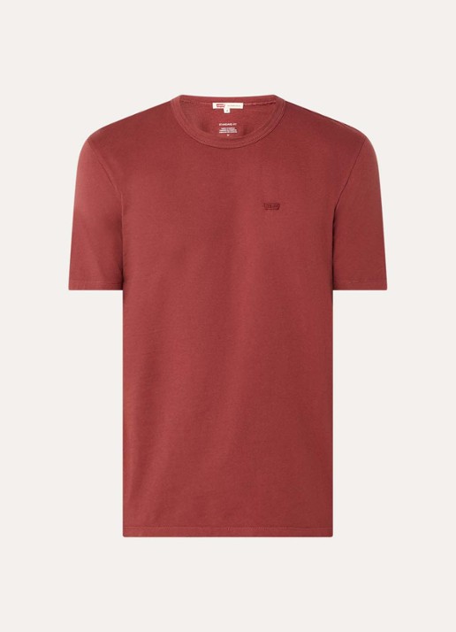 Levi's T-shirt met logoborduring - voorkant 2 steenrood