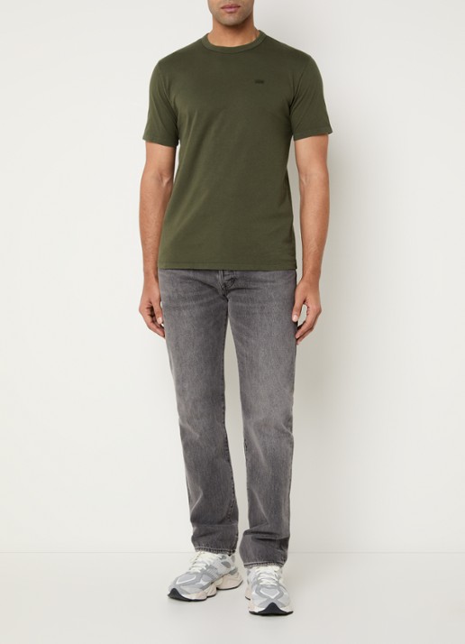 Levi's T-shirt met logoborduring - voorkant 4 legergroen
