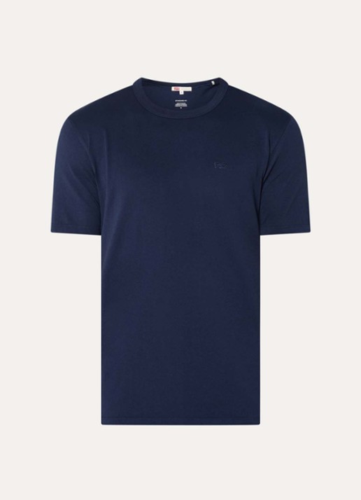 Levi's T-shirt met logoborduring - voorkant donkerblauw