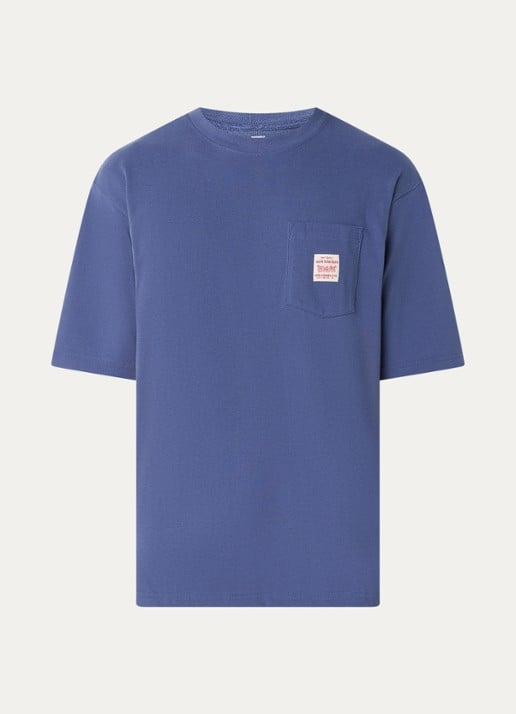 Levi's T-shirt met logoborduring - voorkant indigo