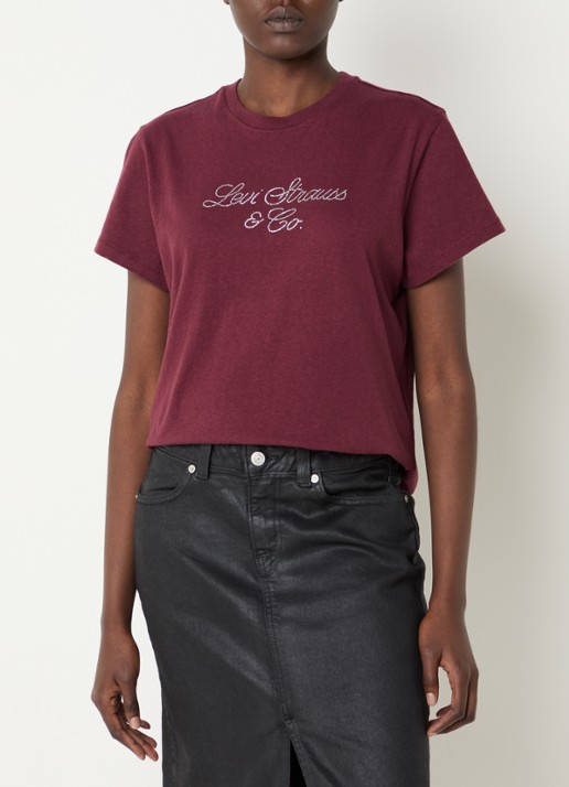 Levi's T-shirt met logoprint en strass