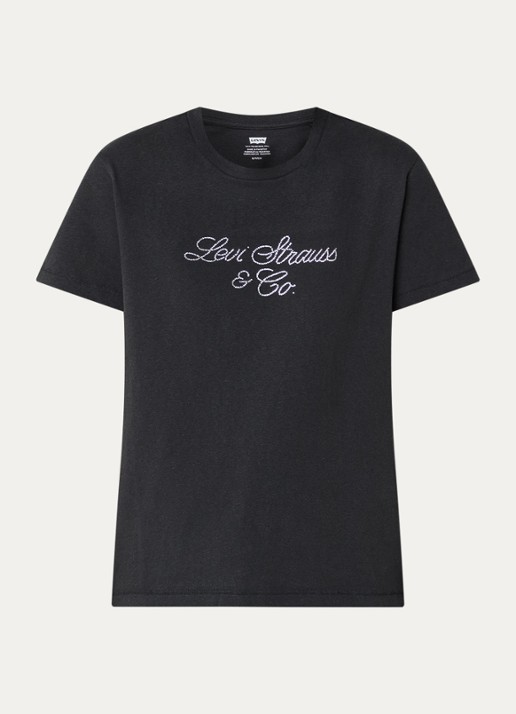 Levi's T-shirt met logoprint en strass - voorkant 2 zwart
