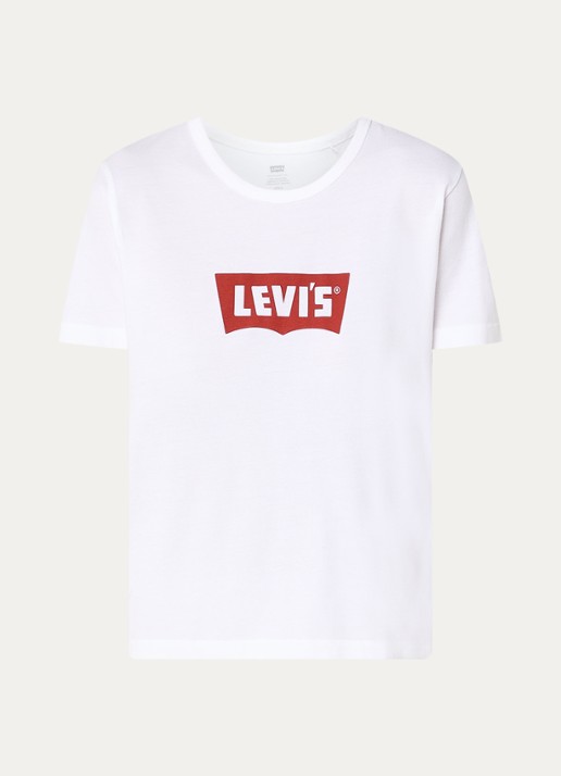 Levi's T-shirt met logoprint en stretch - voorkant 2 wit