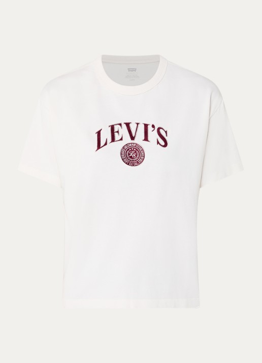 Levi's T-shirt met logoprint - voorkant 3 gebroken wit