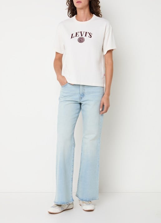 Levi's T-shirt met logoprint - voorkant 4 gebroken wit
