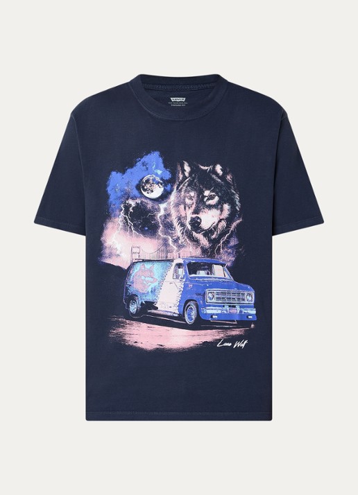 Levi's T-shirt met print - voorkant donkerblauw