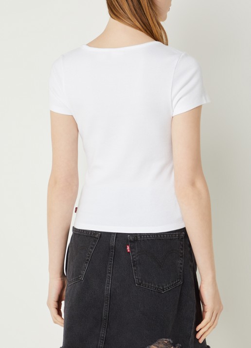 Levi's T-shirt met ribstructuur - achterkant wit