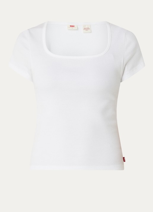 Levi's T-shirt met ribstructuur - voorkant 2 wit
