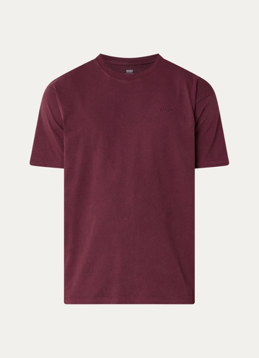Levi's T-shirt met ronde hals - voorkant bordeauxrood