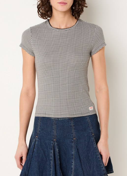 Levi's T-shirt met ruitdessin - detail 2 zwart
