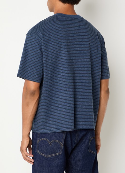 Levi's T-shirt met streepprint met borstzak - achterkant blauw