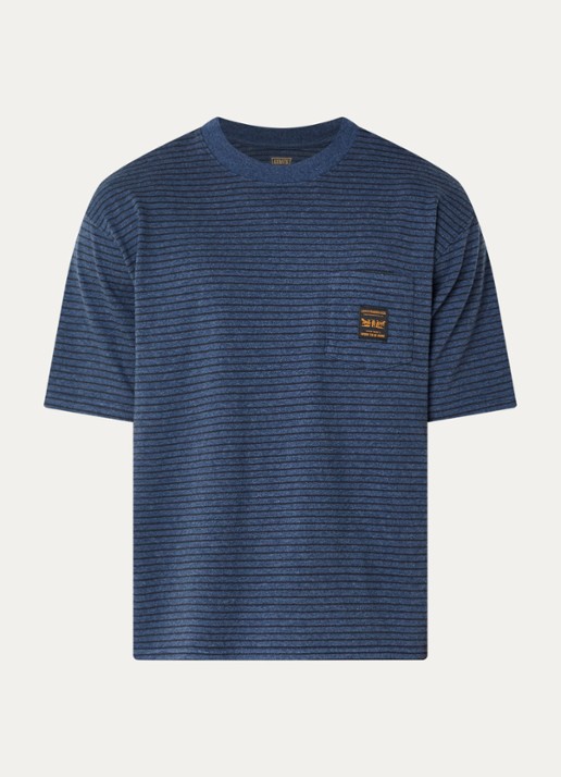 Levi's T-shirt met streepprint met borstzak - voorkant 2 blauw