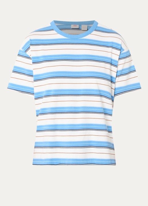 Levi's T-shirt met streepprint - voorkant blauwgrijs