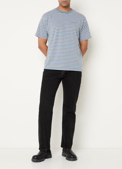 Levi's T-shirt met streepprint - voorkant 4 staalblauw