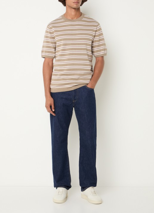 Levi's T-shirt met streepprint - voorkant 4 beige