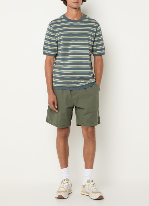 Levi's T-shirt met streepprint - voorkant 2 staalblauw