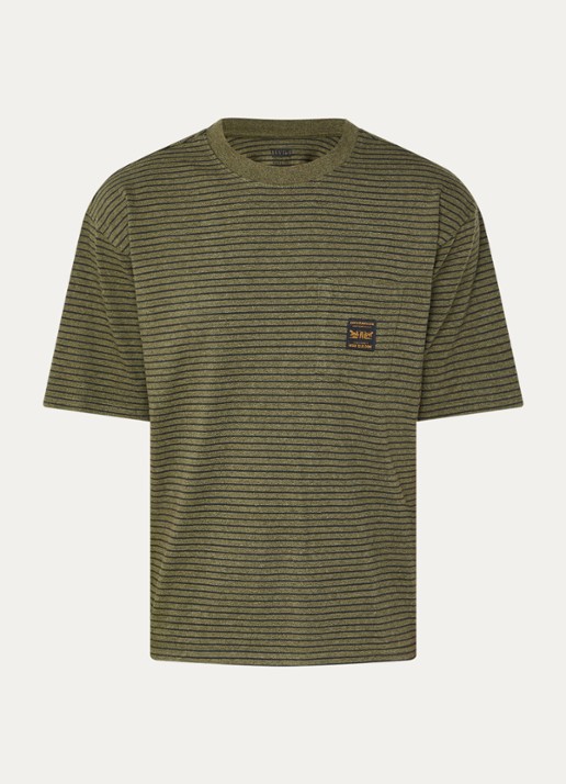 Levi's T-shirt met streepprint - voorkant 2 bronsgroen