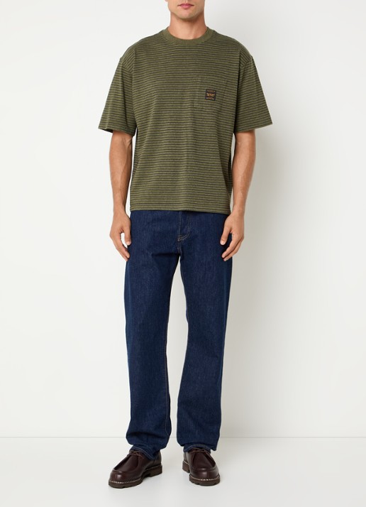 Levi's T-shirt met streepprint - voorkant 3 bronsgroen