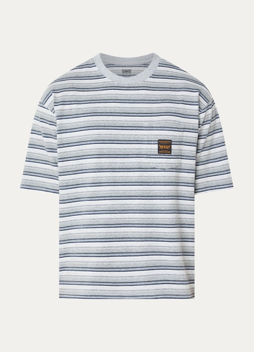 Levi's T-shirt met streepprint - voorkant 2 grijs