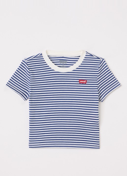 Levi's T-shirt met streepprint - voorkant blauw