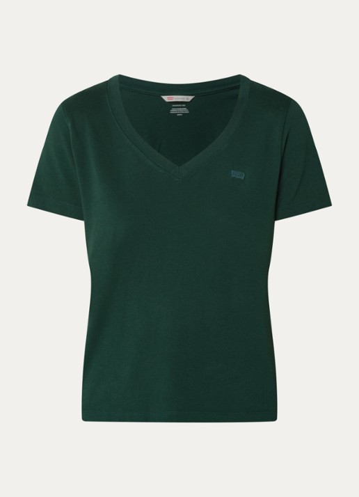 Levi's T-shirt met V-hals - voorkant groen