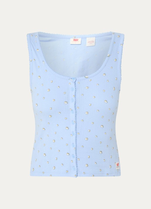 Levi's Tanktop met bloemenprint - voorkant 2 lichtblauw